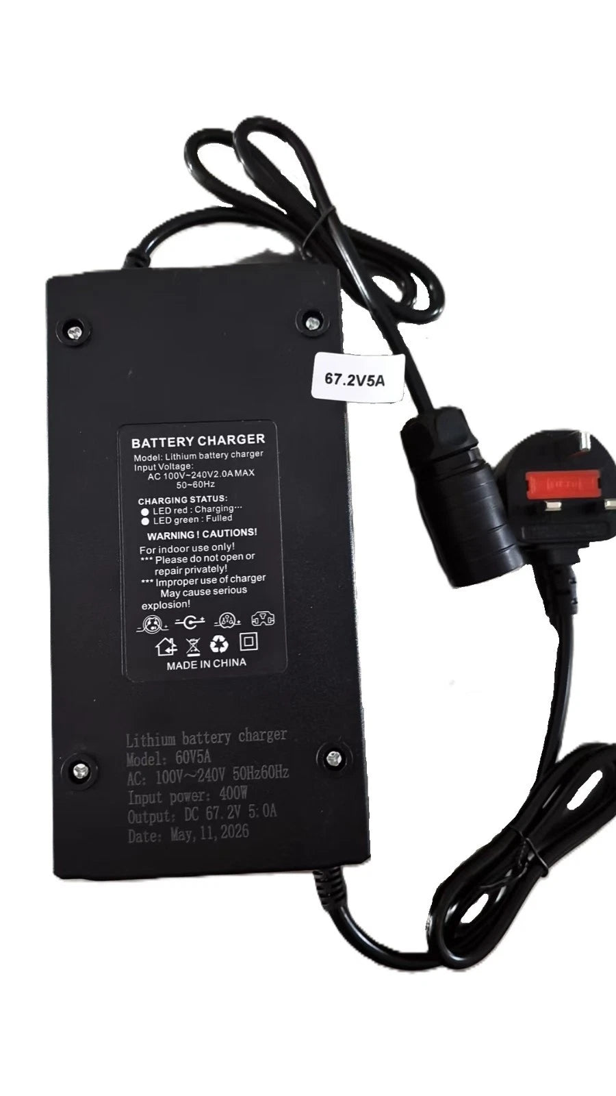 Sur-Ron Light Bee 60V (67.2V) 5A Battery Charger (Premium Cell-Saver Edition)